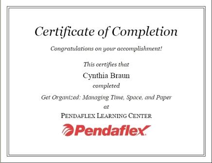 certificate pendaflex
